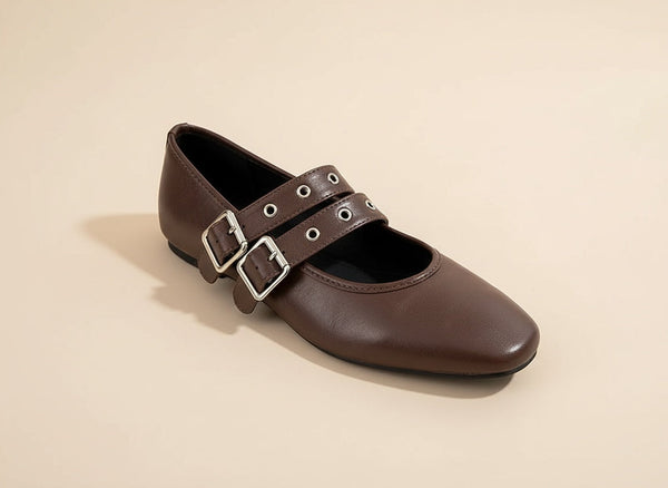 Ivy | Double Buckle Flats