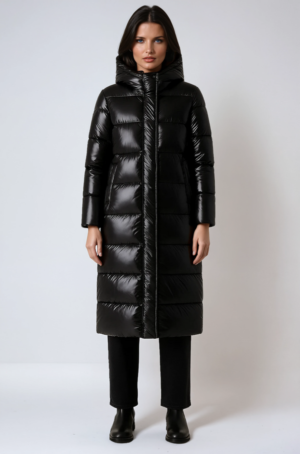 Long Quilted Winter Jacket | With Hood and Zip