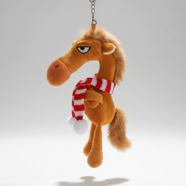 Cheeky Horse Brown - Red Striped Scarf