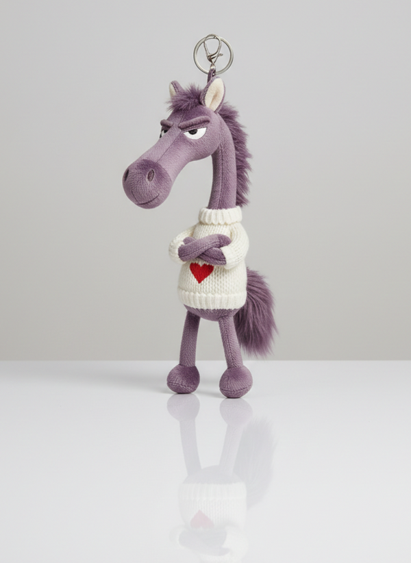 Cheeky Horse Purple - White Heart Jumper